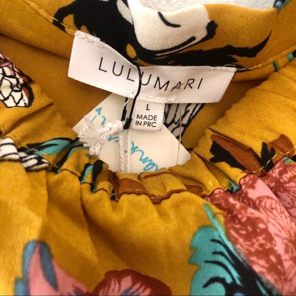 LULUMARI Yellow Floral Tunic off-shoulder Top - Picture 8 of 15